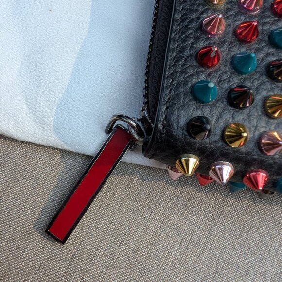 Christian Louboutin Rainbow Rock Stud Spiked Leather Wallet EUC - Picture 12 of 17